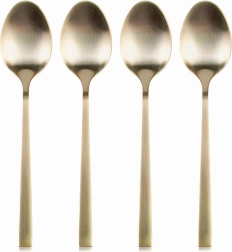 Goldene Teelöffel aus Edelstahl, Set mit 4 Stück