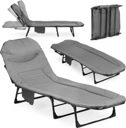 Folding camping lounger 200 × 65 cm MULTIGARDEN with adjustable backrest