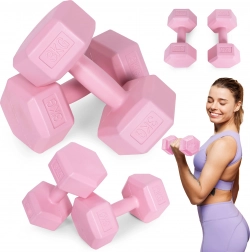 Set aus hexagonalen Hanteln 2×3 kg rosa ModernHome