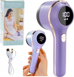 Elektrischer Fusselentferner für Textilien mit LED-Display, 3 Geschwindigkeiten – lila