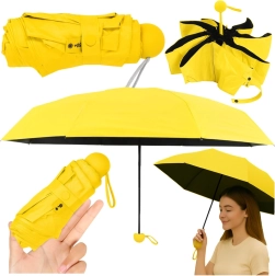 Compact folding umbrella with UV protection UPF 50+ yellow 90 cm with case