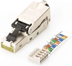 Modular Connector RJ45 DIGITUS Cat. 6A, PoE+, 10GbE, STP, Shielded, Metal, Tool-Free