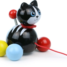 Vilac trekpoes Minou – houten trekfiguur aan een touwtje