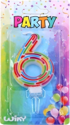 Party cake candle number 6 – stripes