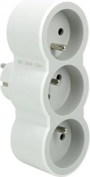 White plastic adapter with three sockets