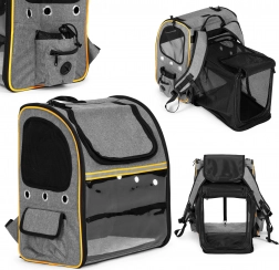Faltbarer Transport-Rucksack für Katzen und Hunde mit transparenter Front