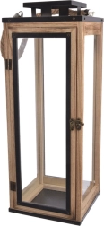 Grande lanterne décorative beige 50 cm en bois et métal
