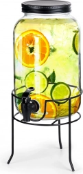 Glass beverage dispenser with tap and black stand 3.2 l