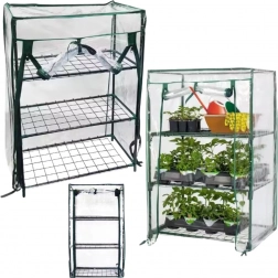Mini-Gewächshaus für den Balkon mit Metallregalen und PVC-Folie