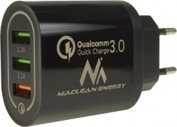 Netzladegerät MACLEAN ENERGY 3× USB mit Schnellladen Quick Charge 3.0
