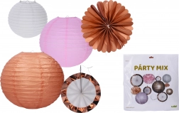 Mix fête de décorations en papier – lampions, pompons et décorations suspendues (lot de 12 pcs)