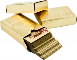 gold plastic poker cards with dollar motif