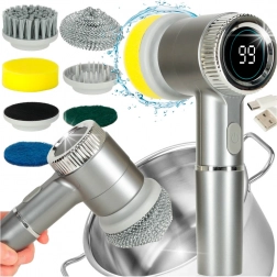 Elektrische reinigingsborstel 5-in-1 met LED-display voor badkamer, voegen en vloeren