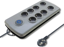 Surge-Protected Extension Quick Switch, 8 Outlets, 2.5 m, Gray