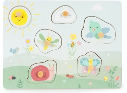 Holz-Sensorik-Puzzle ECOTOYS mit haptischen Texturen, 6 Teile