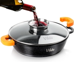 Diepe granieten pan met glazen deksel TERRUNA AROMA 28 cm, 3,3 l