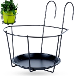 Metal balcony flower pot holder, black