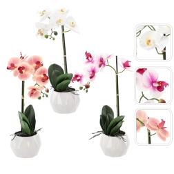 Fleur artificielle d’orchidée, assortiment 3 couleurs, 42 cm