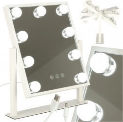 Miroir cosmétique de maquillage avec éclairage LED, 9 ampoules, USB, 25 × 30 cm