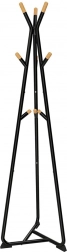 Freestanding metal coat rack with beech hooks, black