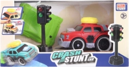 Battery-powered racing car with traffic light