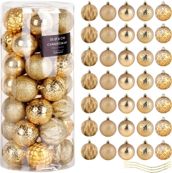 Gouden onbreekbare kerstballen 6 cm – set van 35 stuks