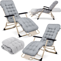 Klappbares Gartenliege-Set mit Kissen Sofotel ChillWell, 2 Stück, hellgrau