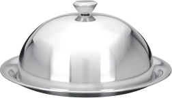 Plat de service en acier avec cloche 24 × 10 cm