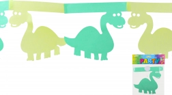 Green paper garland with dinosaurs 3 m