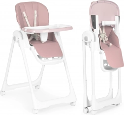 Hochstuhl mit verstellbarer Sitzhöhe, Kunstleder, Doppeltablett, rosa ECOTOYS