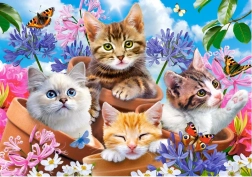 Puzzle 500 Pieces Kittens with Flowers