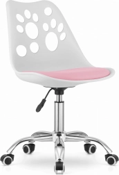 Bürostuhl Weiß und Rosa mit Drehbarer Chrombasis