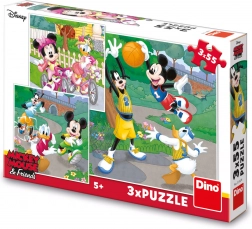 Puzzel MICKEY EN MINNIE sporten 3×55 stukjes