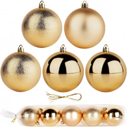 Goldene unzerbrechliche Christbaumkugeln 8 cm, Set 5 Stk.