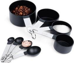 Set de mesures de cuisine, noir, 8 pièces
