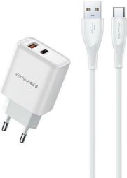 Netlader GaN 22,5 W met USB en USB‑C + USB/USB‑C‑kabel