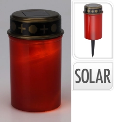 Bougie LED funéraire avec charge solaire, piquet, 12 cm