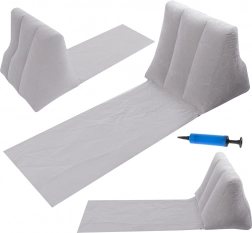 Aufblasbare Strandmatte mit Rückenlehne und Kissen – Grau