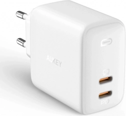 Wall charger AUKEY Omnia Duo PA-B4, 2× USB‑C, Power Delivery 3.0, GaN, 65 W, white