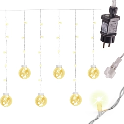 Weihnachtlicher LED-Lichtvorhang mit Kugeln 3m mit 108 LEDs