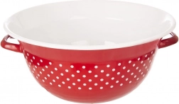 Enamelled kitchen bowl with handles red with polka dots 34 cm, 9 l