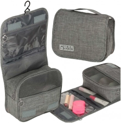 Trousse de toilette de voyage suspendue avec organiseur gris