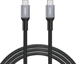AUKEY USB‑C to USB‑C cable 2 m, 60 W, fast charging, braided nylon, black