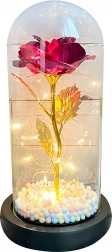 Glasrose mit LED-Licht – rote dekorative Lampe und romantisches Geschenk