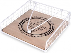 Weißer Metall-Serviettenhalter mit Niederhalter 18,5 × 18,5 cm