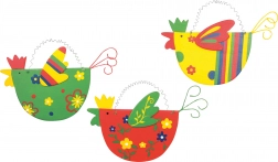 Gekleurde houten kippetjes – set van 3 stuks