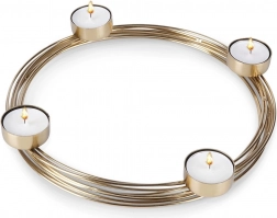 Metalen gouden kandelaar voor 4 theelichtjes 28×3,5 cm