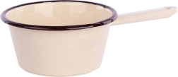 Emaillierter Stieltopf Silesia 0,6 l, cremefarben, mit Ausgießer, 14 cm