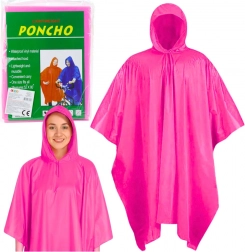 Rosa Regenponcho mit Kapuze, wiederverwendbar 132 × 203 cm