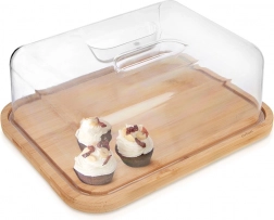 Bamboo serving board with transparent cover 28 × 22 × 11 cm